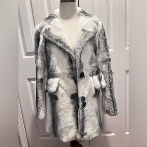 Real winter rabbit fur overcoat two button suit style
